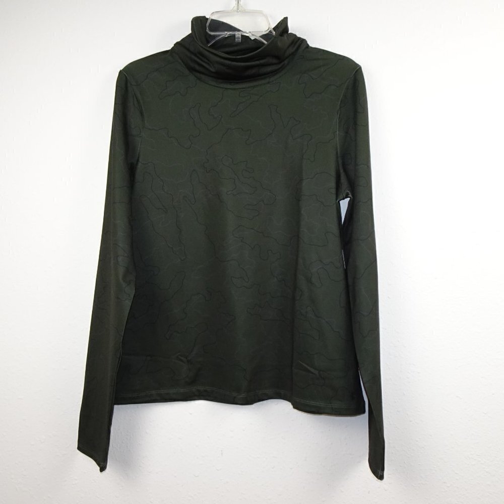 Under Armour Funnel Neck Top Women's Size M Green Camo Cold Weather Loose Fit